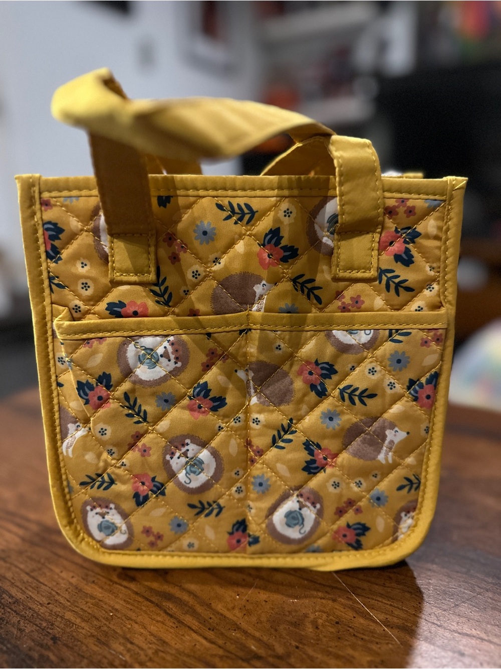 Quilted Mustard Floral Tote Bag